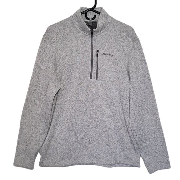 Eddie Bauer Men's Pullover Top Long Sleeve 1/4 Zip Light Gray Heather Size Large - Picture 1 of 12